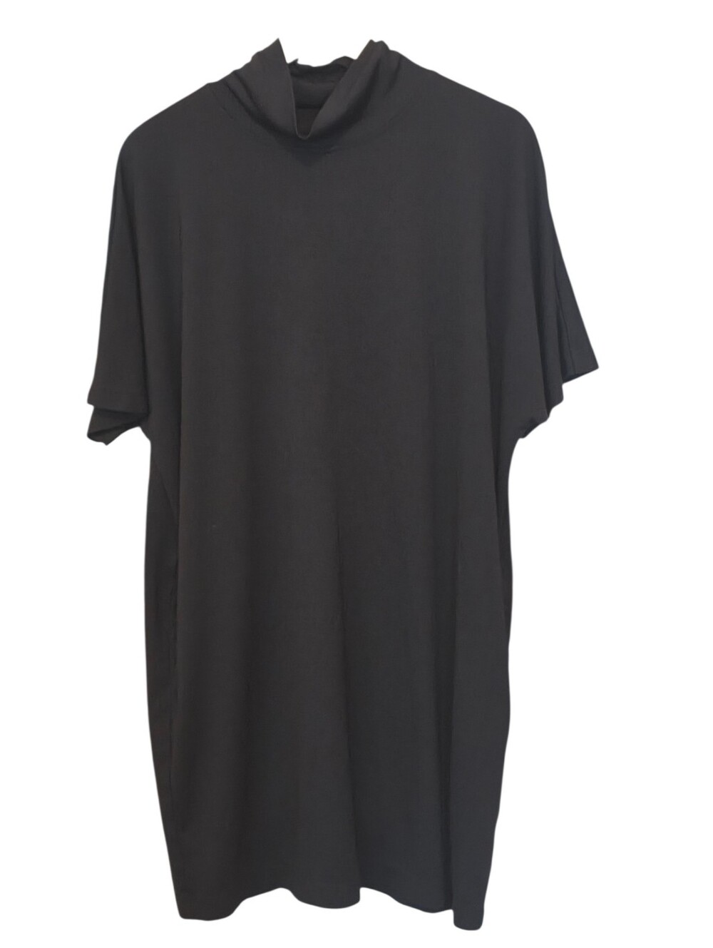 Prologue Black Mock Neck Minimialist Dolman Sleeve Mini Dress Size L EUC